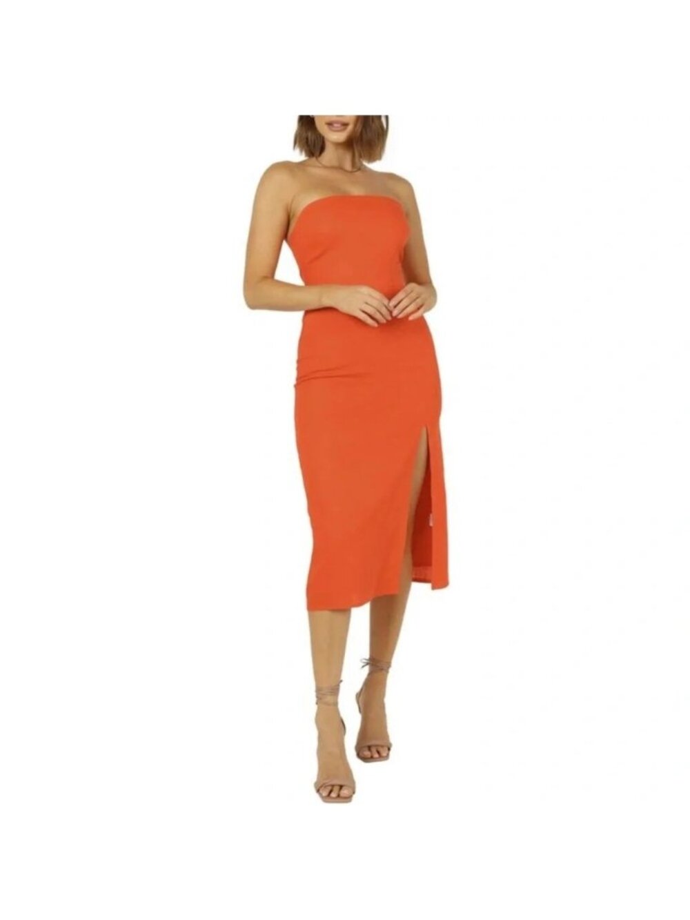 NWT Sndys everyday Womens Leruzi strapless Midi Dress Linen blend MEDIUM